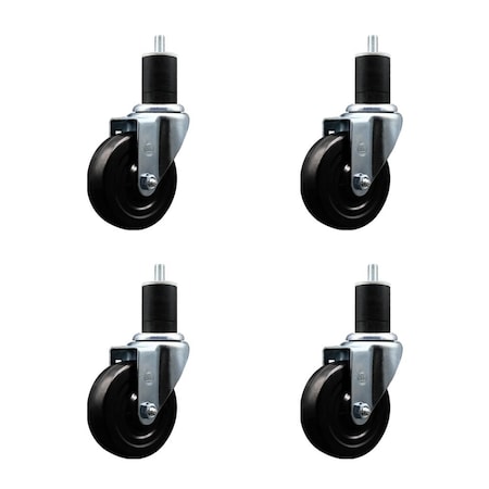 Service Caster 4'' Hard Rubber Wheel Swivel 1-3/4'' Expanding Stem Caster, 4PK SCC-EX20S414-HRS-134-4
